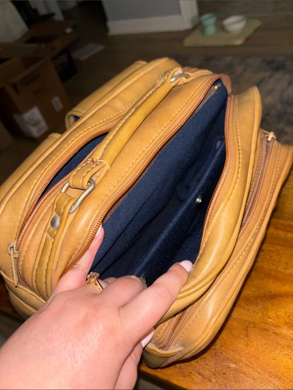 Vintage Marsand Leather Tan Messenger Bag Dual Front Pockets Camera Bag Retro